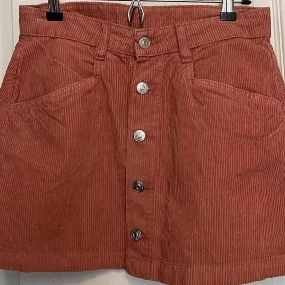 Free People orange corduroy mini skirt Size 2 - Picture 4 of 6